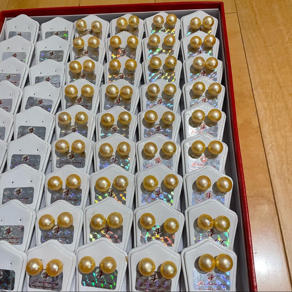 12mm yellow freshwater pearl studs
